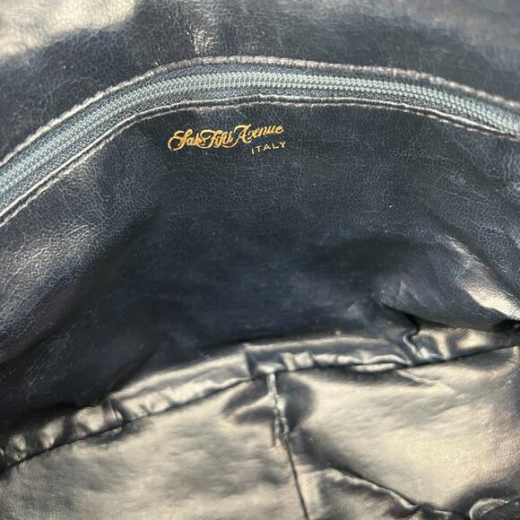 Vtg Saks‎ Fifth Avenue Handbag Green Crossbody Italy Circle Ball Patent Leather - Picture 10 of 15